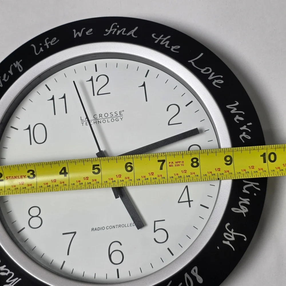 La Crosse Technology Wall Clock 10in Black Atomic WT-3102 Quote Inscribed Tested